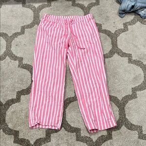Pink and White Striped Pajama Pants
